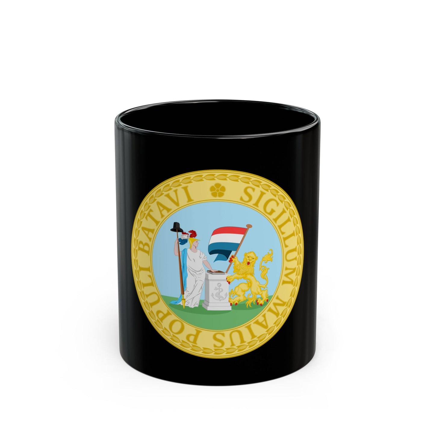 Great Seal of the Batavian Republic (1796) - Black Coffee Mug-The Sticker Space