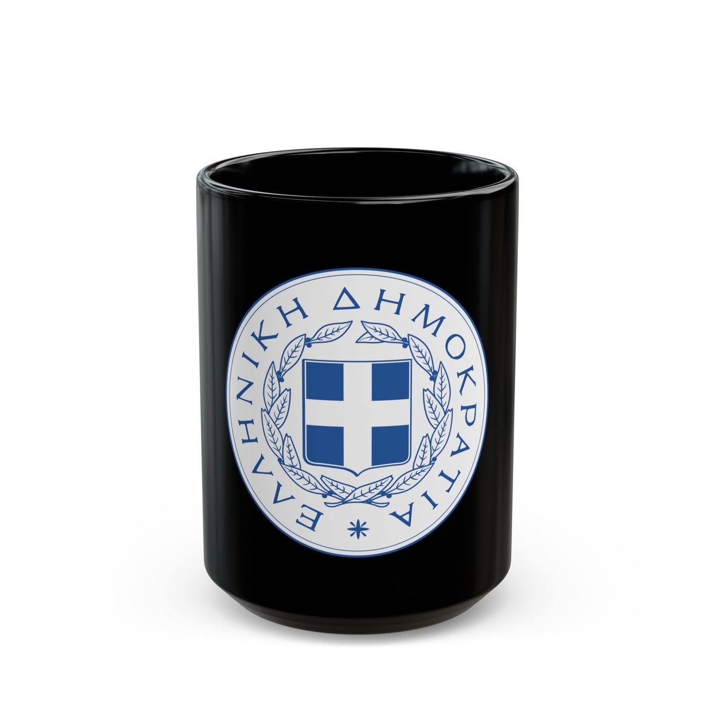 Great Seal of the State (Greece) - Black Coffee Mug-15oz-The Sticker Space