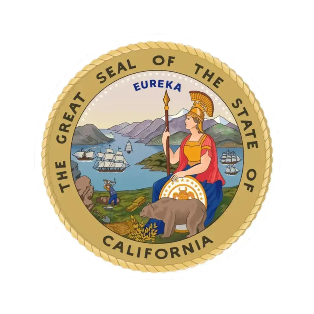 Great Seal of the State of California Colored (United States) STICKER Vinyl Kiss-Cut Decal 2 Inch White - The Sticker Space