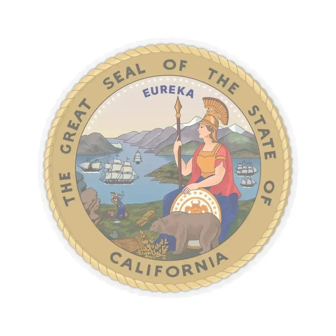 Great Seal of the State of California Colored (United States) STICKER Vinyl Kiss-Cut Decal 6 Inch Transparent - The Sticker Space