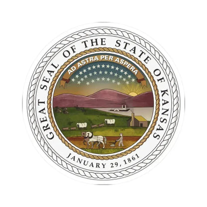 Great Seal of the State of Kansas Colored (United States) STICKER Vinyl Kiss-Cut Decal 2 Inch White - The Sticker Space