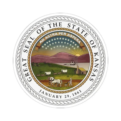 Great Seal of the State of Kansas Colored (United States) STICKER Vinyl Kiss-Cut Decal 6 Inch White - The Sticker Space