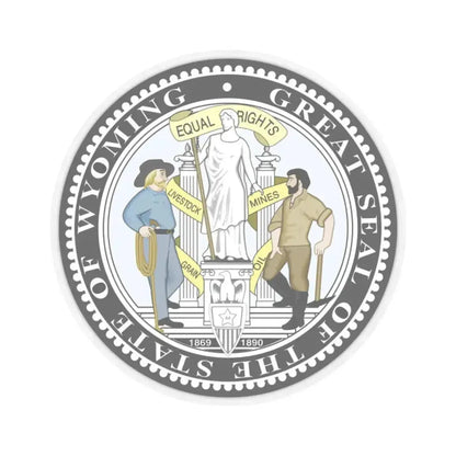Great Seal of the State of Wyoming (United States) STICKER Vinyl Kiss-Cut Decal 2 Inch Transparent - The Sticker Space