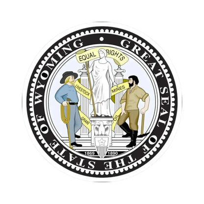 Great Seal of the State of Wyoming (United States) STICKER Vinyl Kiss-Cut Decal 2 Inch White - The Sticker Space
