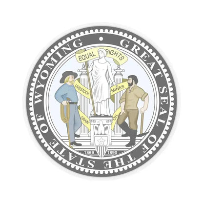 Great Seal of the State of Wyoming (United States) STICKER Vinyl Kiss-Cut Decal 3 Inch Transparent - The Sticker Space