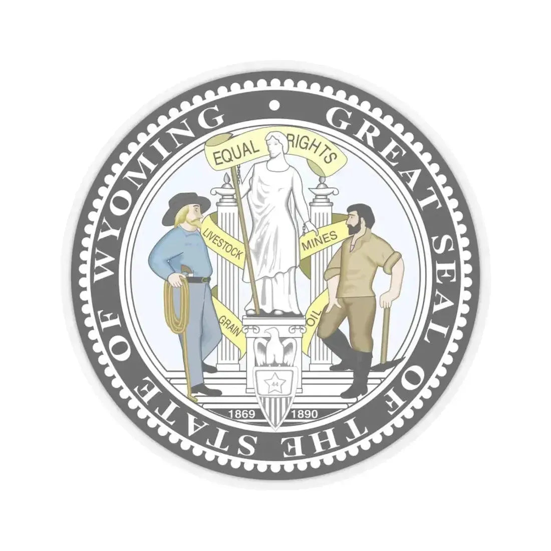 Great Seal of the State of Wyoming (United States) STICKER Vinyl Kiss-Cut Decal 6 Inch Transparent - The Sticker Space