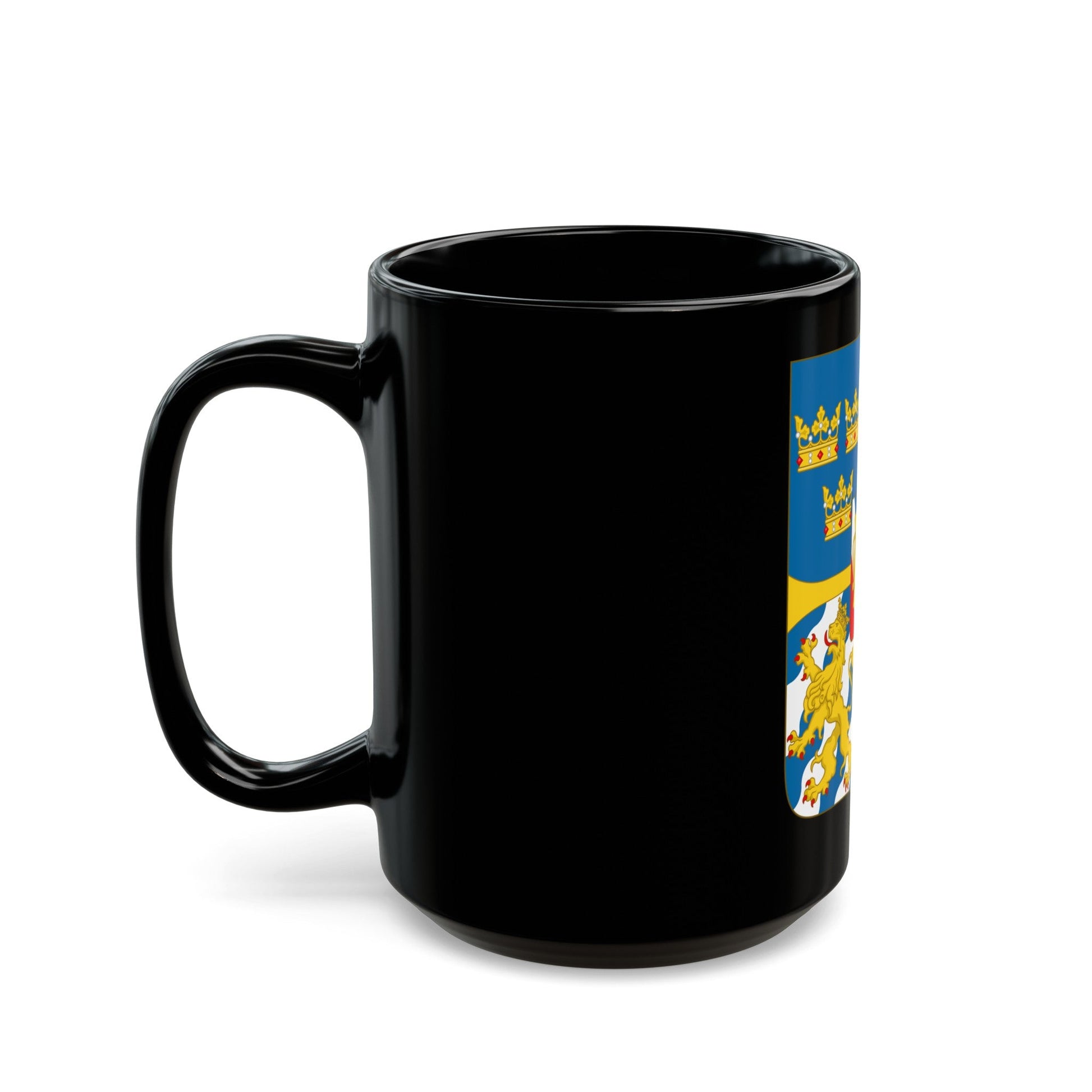 Great shield of arms of Sweden - Black Coffee Mug-The Sticker Space