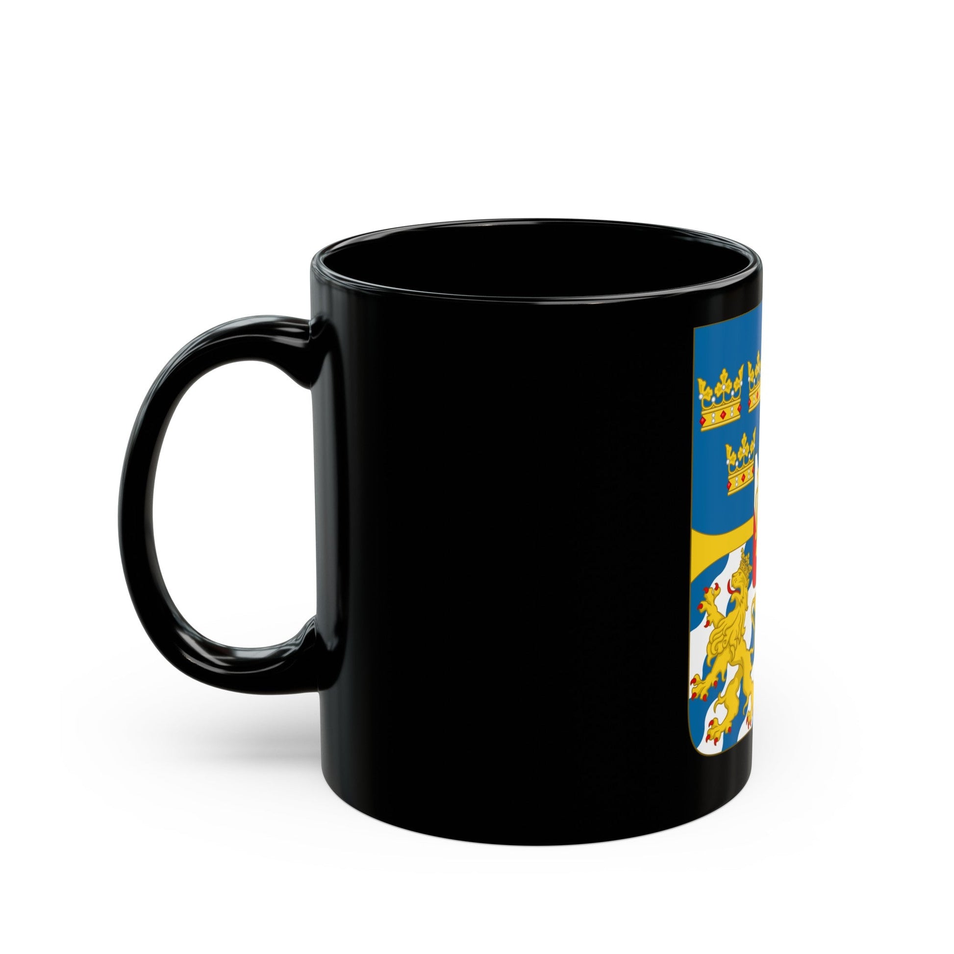 Great shield of arms of Sweden - Black Coffee Mug-The Sticker Space