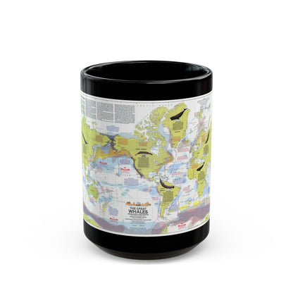 Great Whales, Migration and Range (1976) (Map) Black Coffee Mug-15oz-The Sticker Space