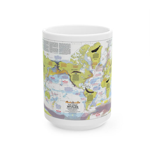 Great Whales, Migration and Range (1976) (Map) White Coffee Mug-15oz-The Sticker Space