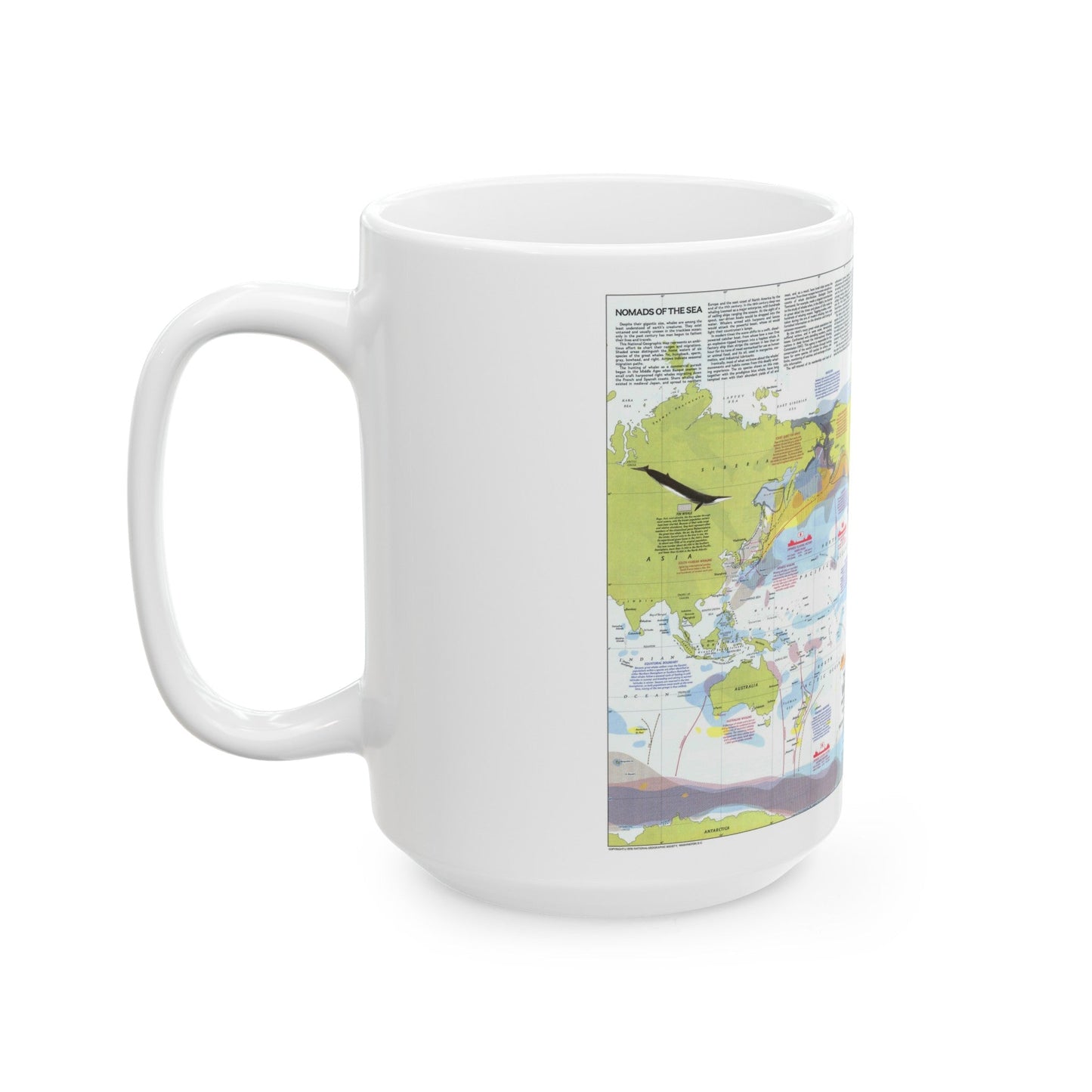 Great Whales, Migration and Range (1976) (Map) White Coffee Mug-The Sticker Space