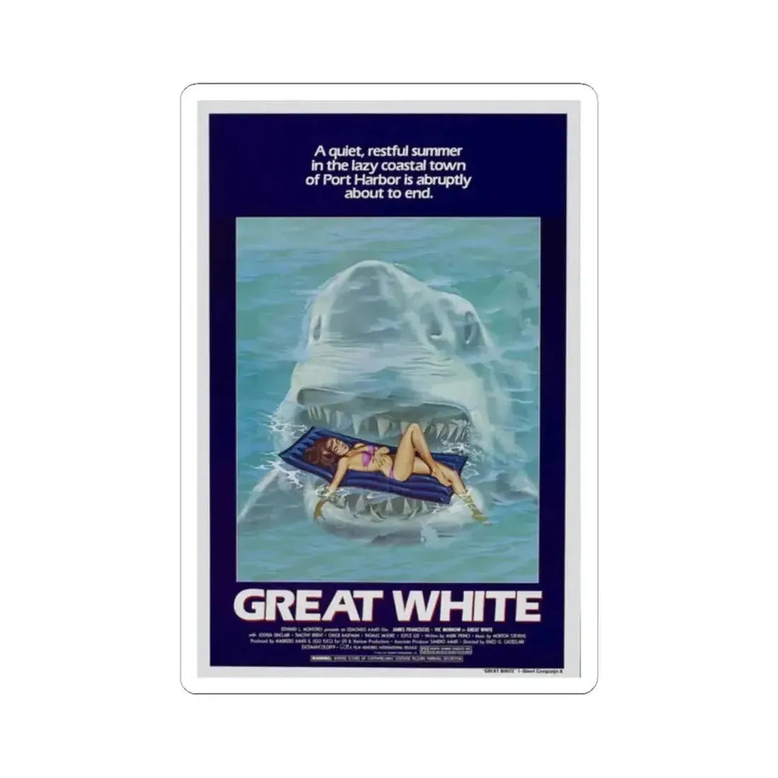 GREAT WHITE 1981 Movie Poster - STICKER Vinyl Kiss-Cut Decal 2 Inch White - The Sticker Space