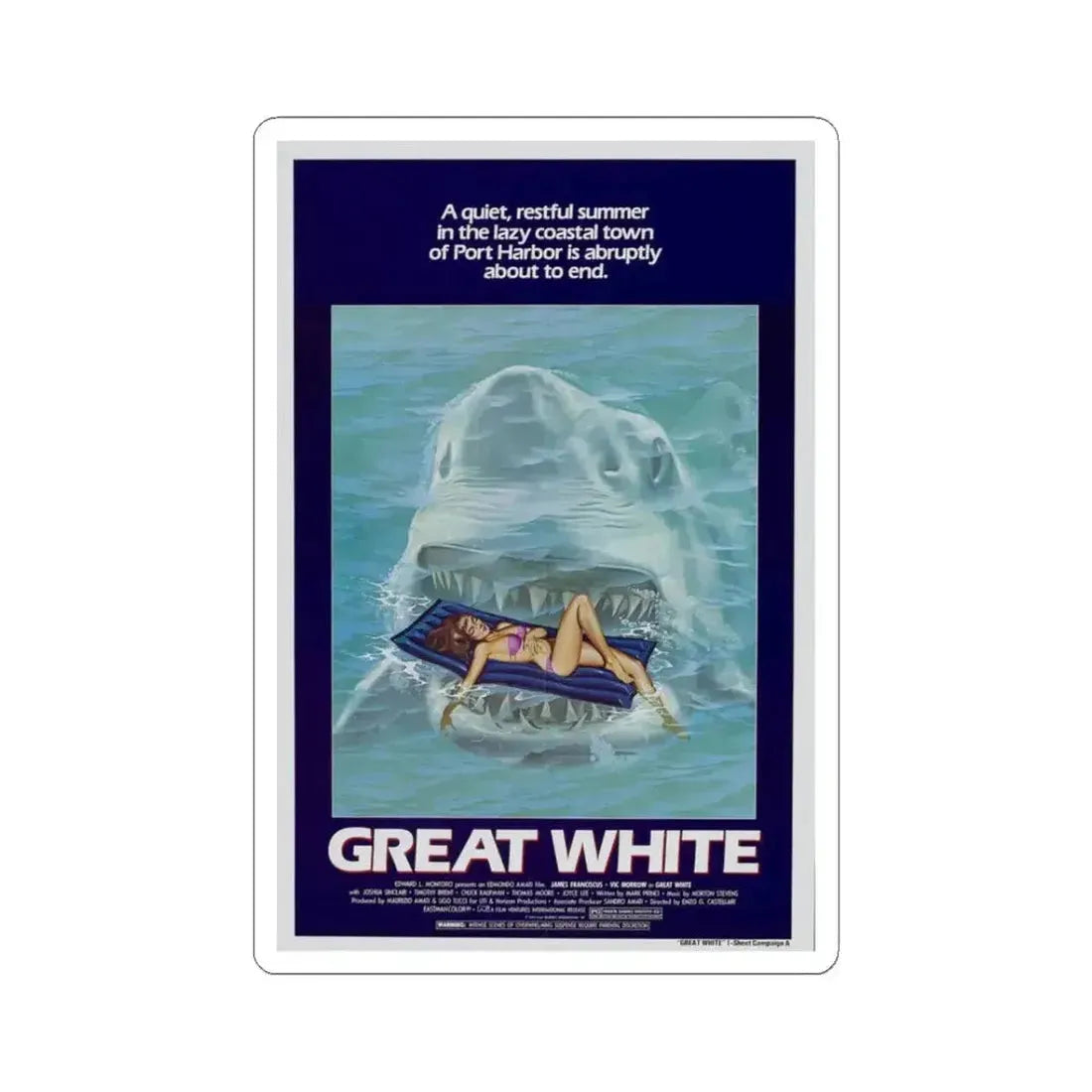 GREAT WHITE 1981 Movie Poster - STICKER Vinyl Kiss-Cut Decal 3 Inch White - The Sticker Space