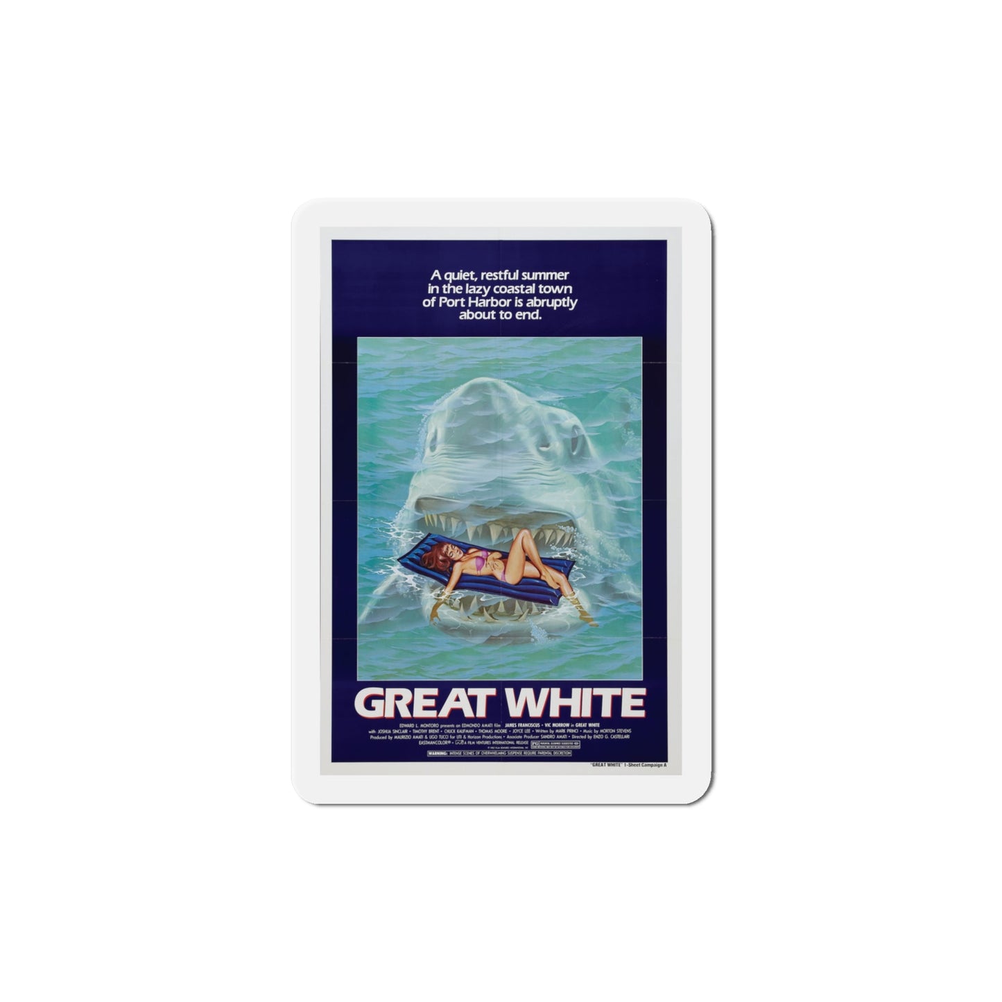 Great White 1982 Movie Poster Die-Cut Magnet-4" x 4"-The Sticker Space