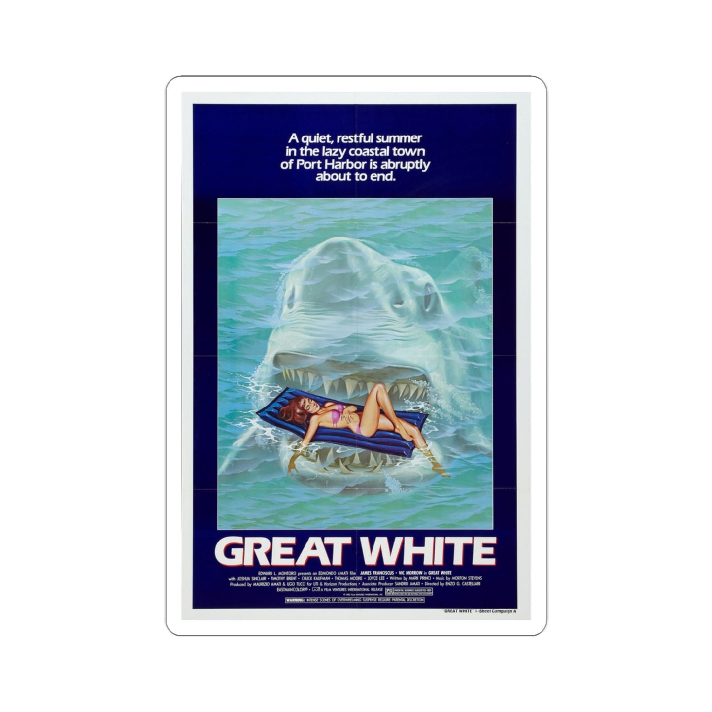 Great White 1982 Movie Poster STICKER Vinyl Die-Cut Decal-3 Inch-The Sticker Space