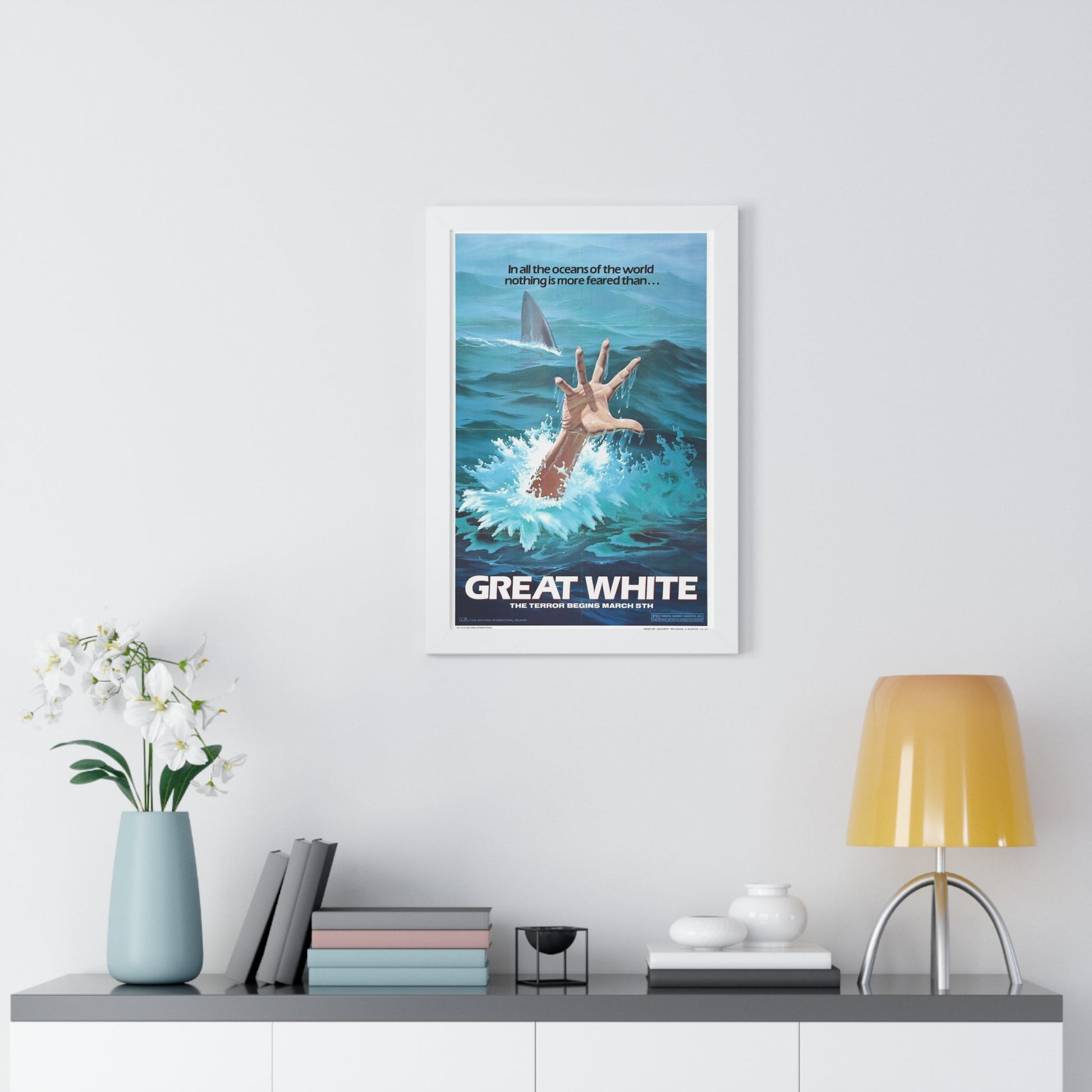 GREAT WHITE (TEASER) 1981 - Framed Movie Poster-The Sticker Space