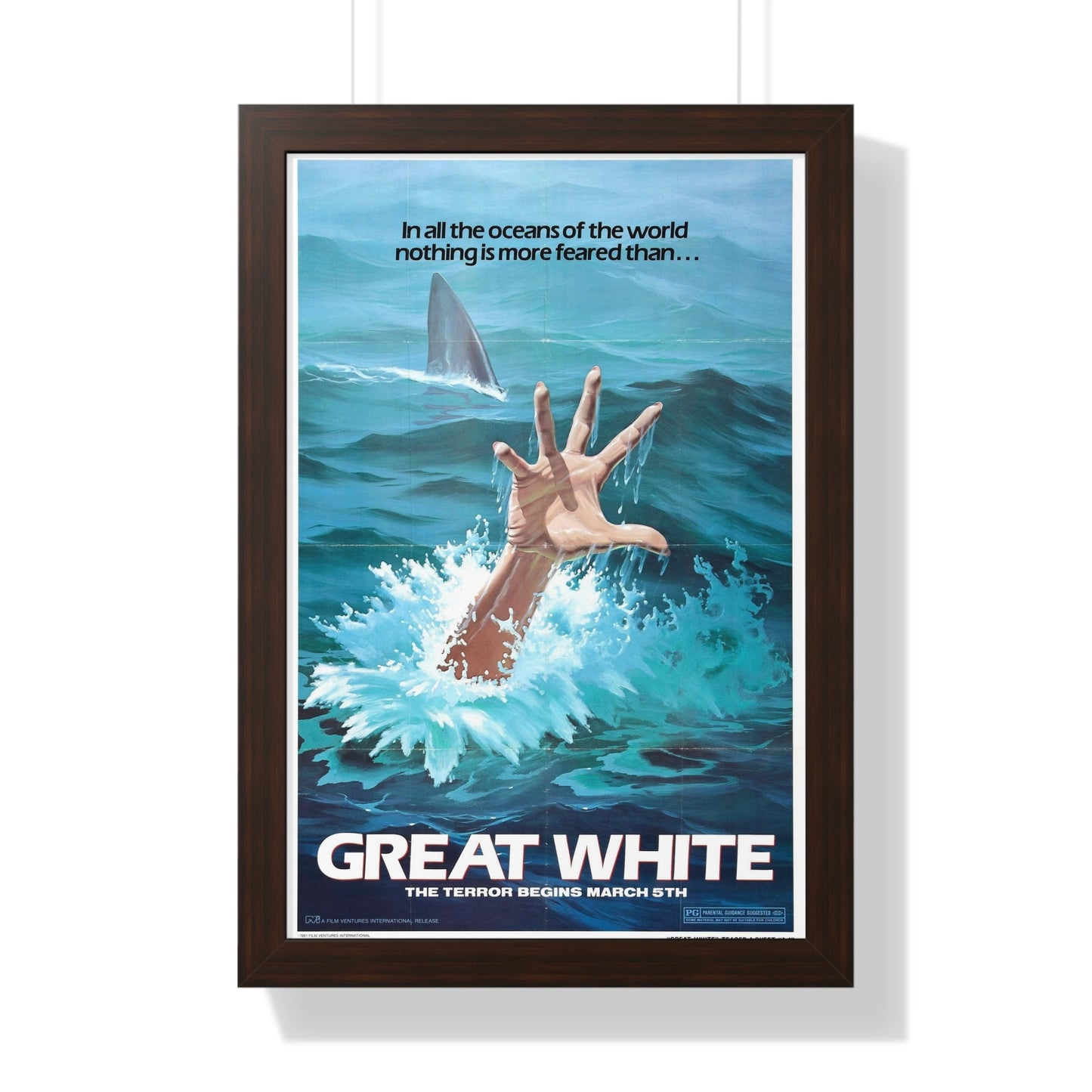 GREAT WHITE (TEASER) 1981 - Framed Movie Poster-16″ x 24″-The Sticker Space