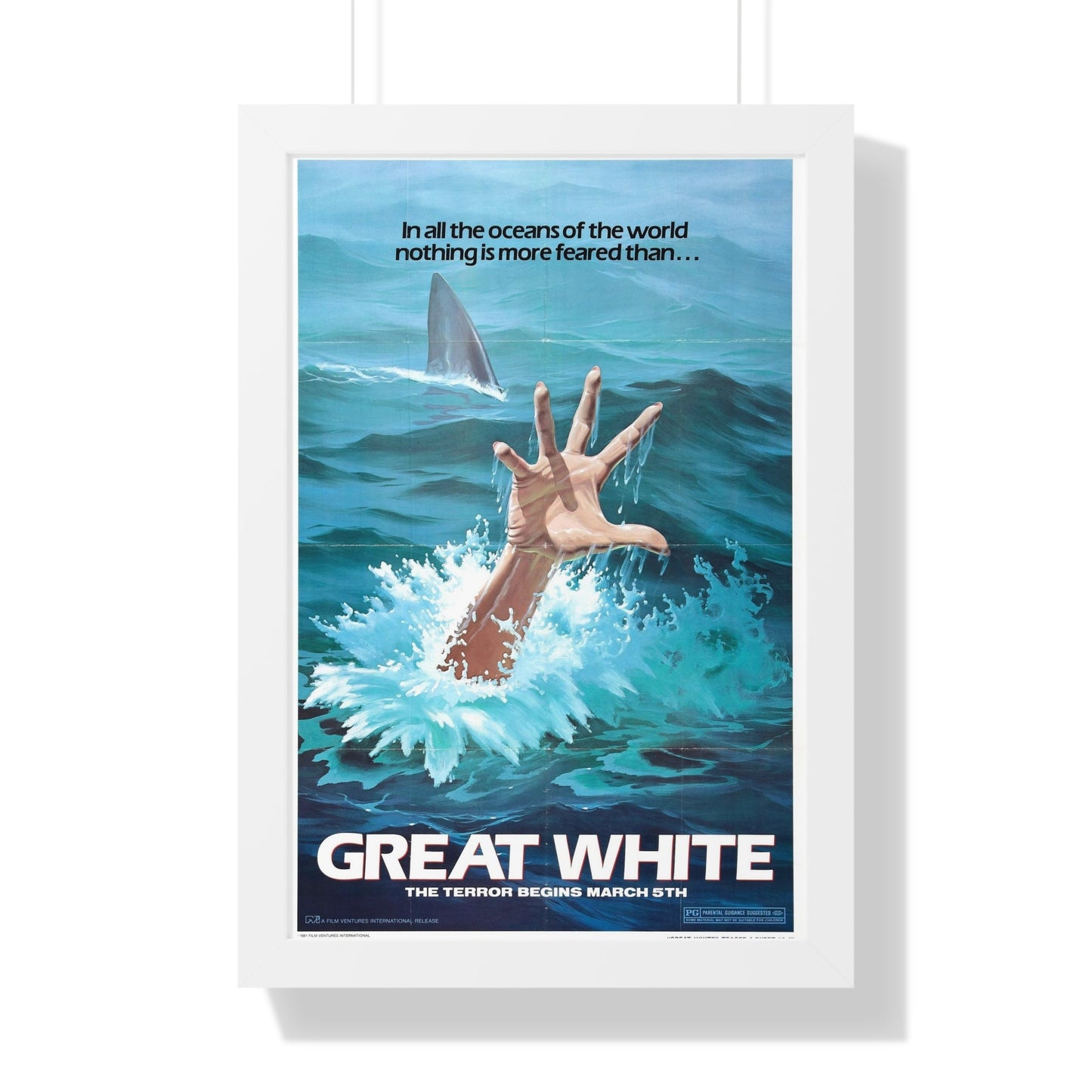 GREAT WHITE (TEASER) 1981 - Framed Movie Poster-16″ x 24″-The Sticker Space