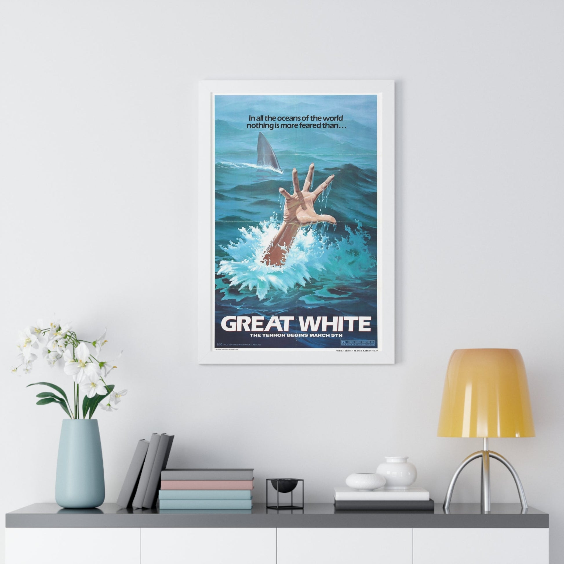 GREAT WHITE (TEASER) 1981 - Framed Movie Poster-The Sticker Space