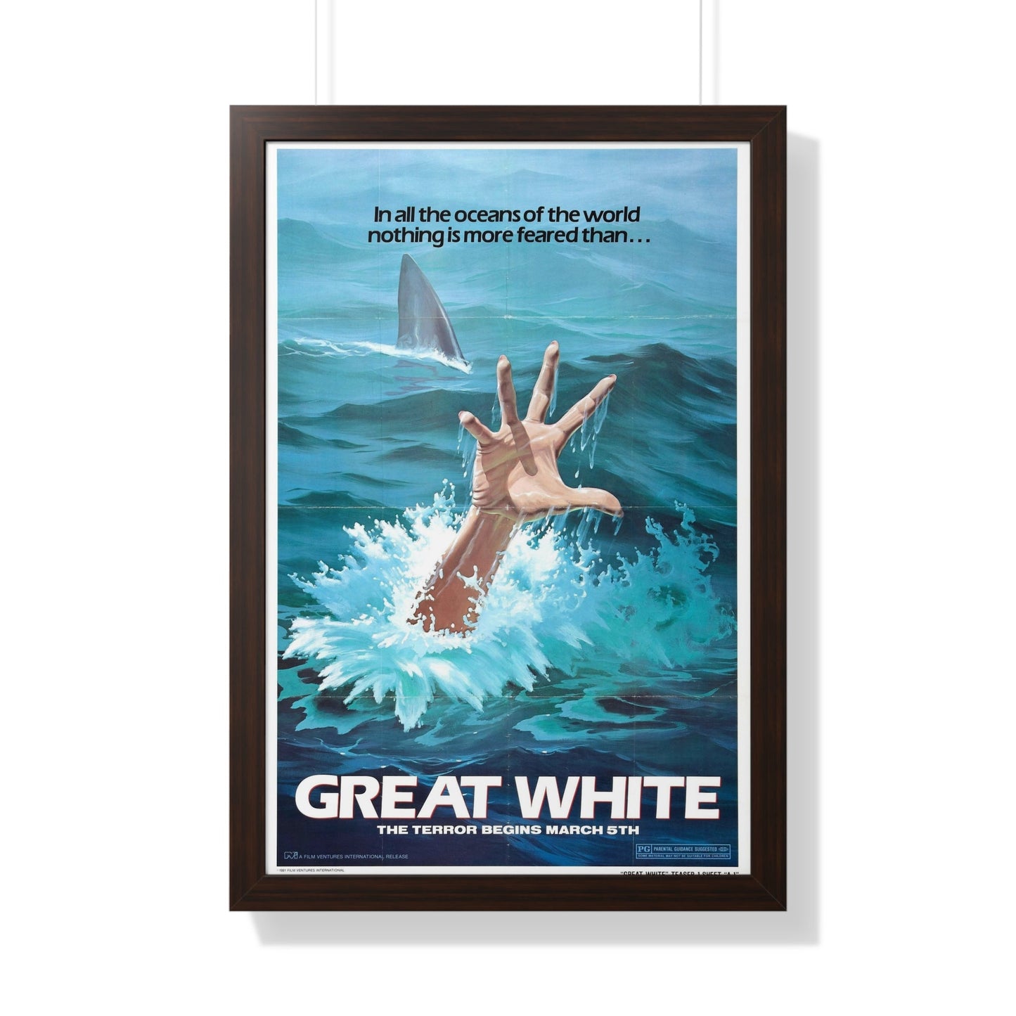 GREAT WHITE (TEASER) 1981 - Framed Movie Poster-20" x 30"-The Sticker Space