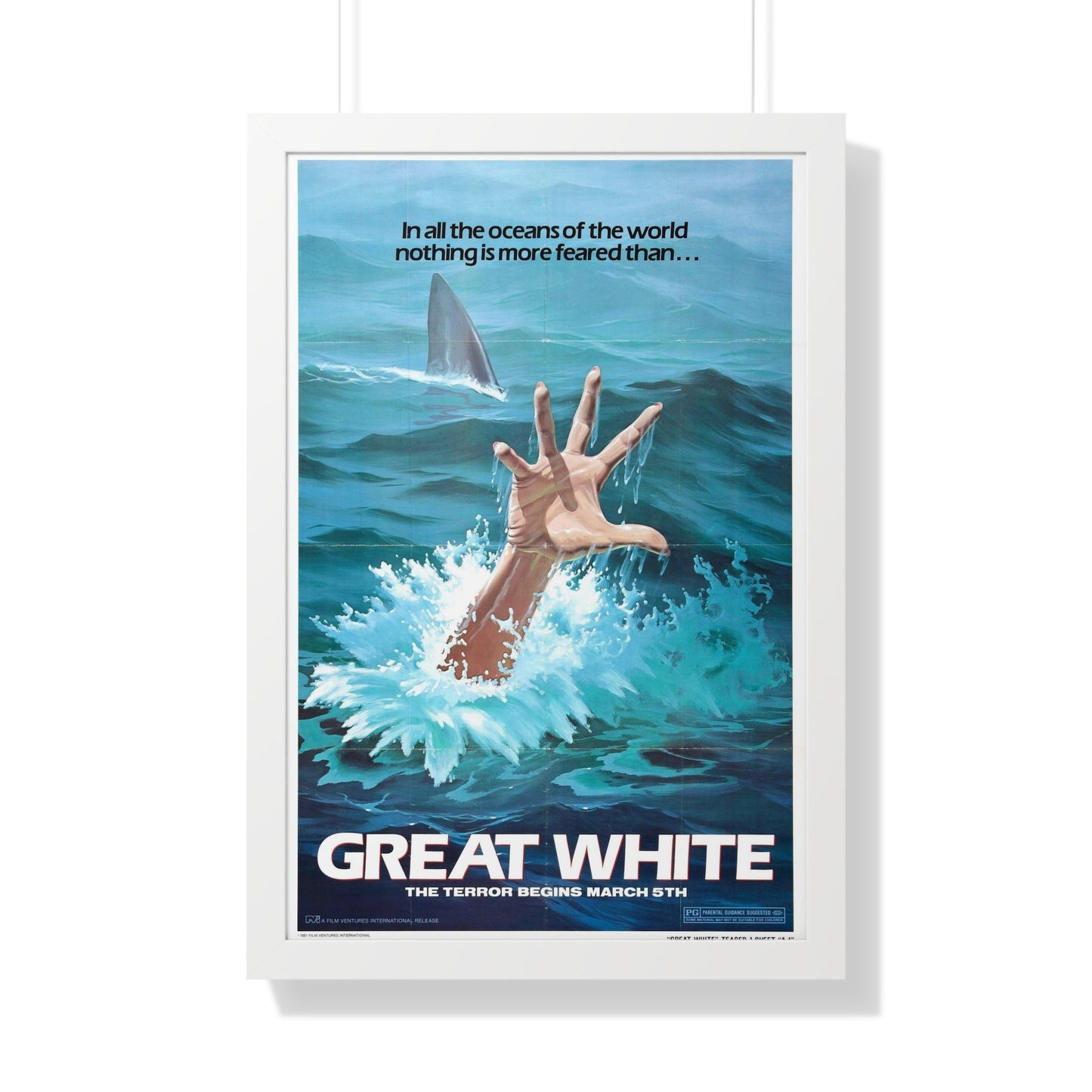 GREAT WHITE (TEASER) 1981 - Framed Movie Poster-20" x 30"-The Sticker Space