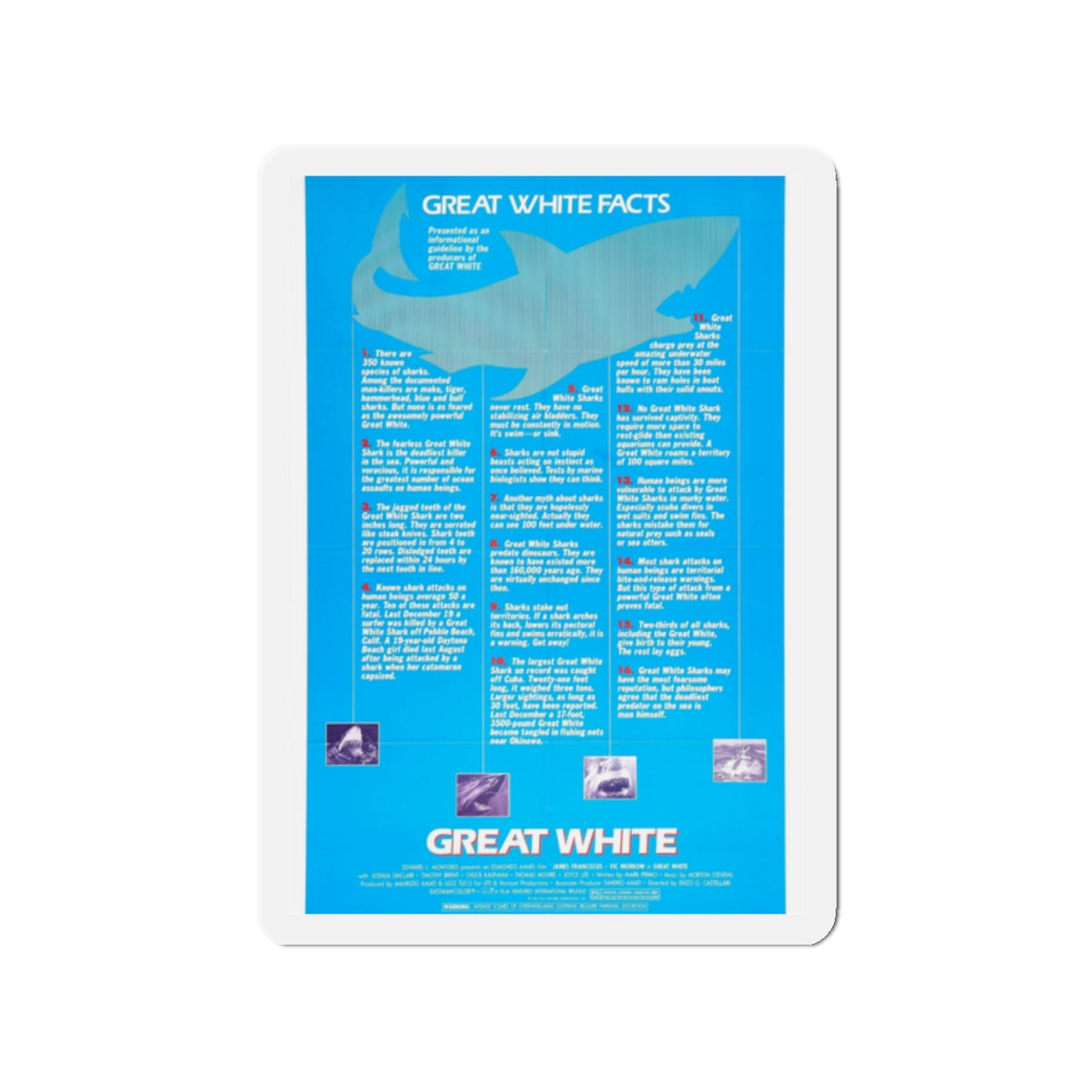 GREAT WHITE (TEASER 2) 1981 Movie Poster - Die-Cut Magnet-2" x 2"-The Sticker Space