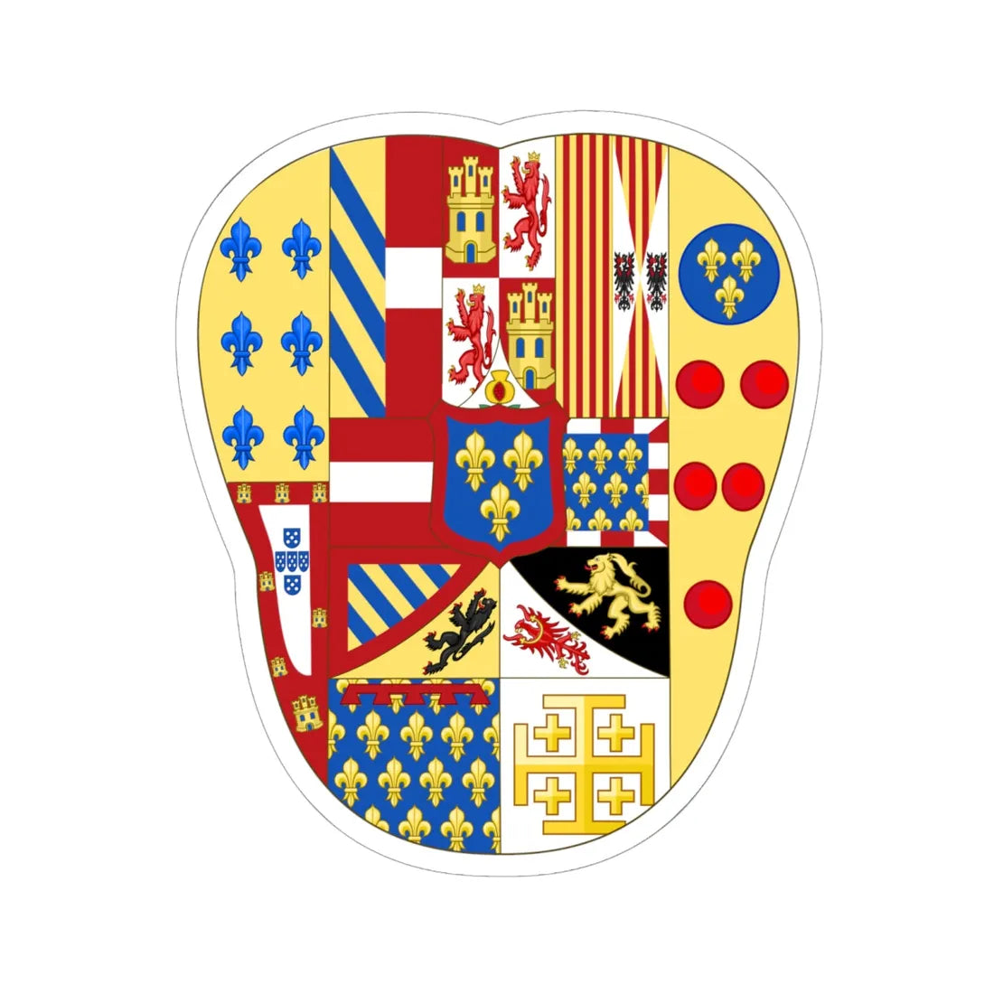 Greater Arms of Ferdinand IV of Naples (Italy) (Coat of Arms) STICKER Vinyl Kiss-Cut Decal - The Sticker Space