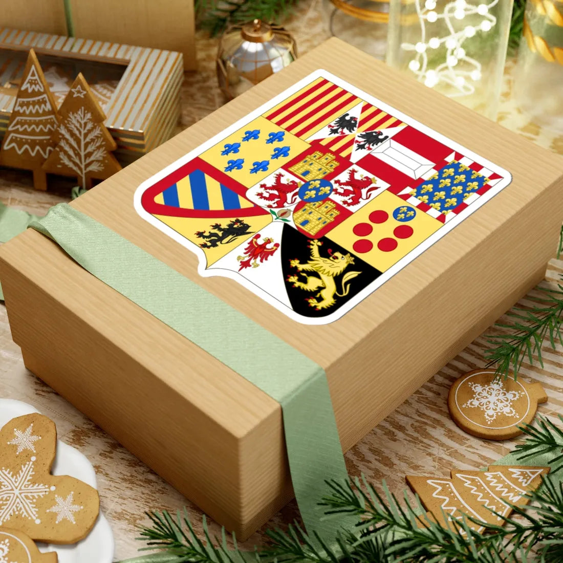 Greater Arms of Spain c.1883-1931 - Shape Variant (Spain) (Coat of Arms) STICKER Vinyl Kiss-Cut Decal - The Sticker Space