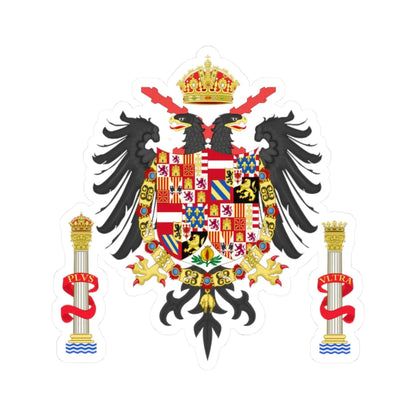 Greater Coat of Arms of Charles I of Spain Charles V as Holy Roman Emperor 1530-1556 (Spain) (Coat of Arms) STICKER Vinyl Kiss-Cut Decal 2 Inch White - The Sticker Space