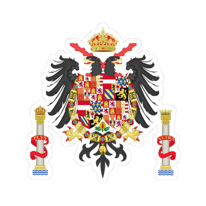 Greater Coat of Arms of Charles I of Spain Charles V as Holy Roman Emperor 1530-1556 (Spain) (Coat of Arms) STICKER Vinyl Kiss-Cut Decal 3 Inch White - The Sticker Space
