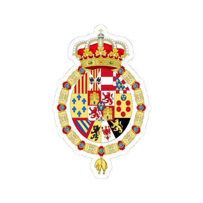 Greater Coat of Arms of Francis King Consort of Spain (Spain) (Coat of Arms) STICKER Vinyl Kiss-Cut Decal 4 Inch White - The Sticker Space