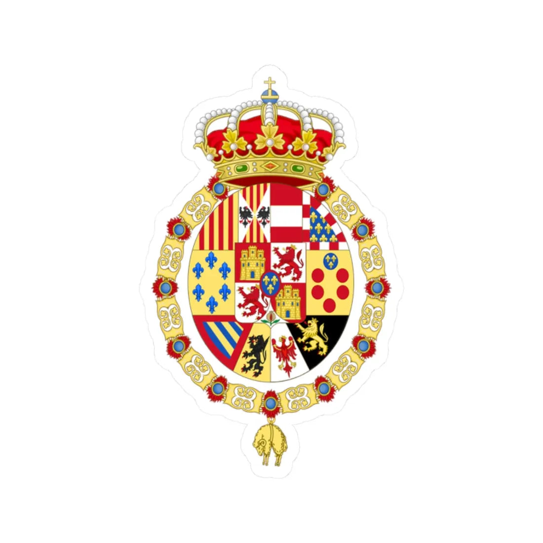 Greater Coat of Arms of Francis King Consort of Spain (Spain) (Coat of Arms) STICKER Vinyl Kiss-Cut Decal - The Sticker Space