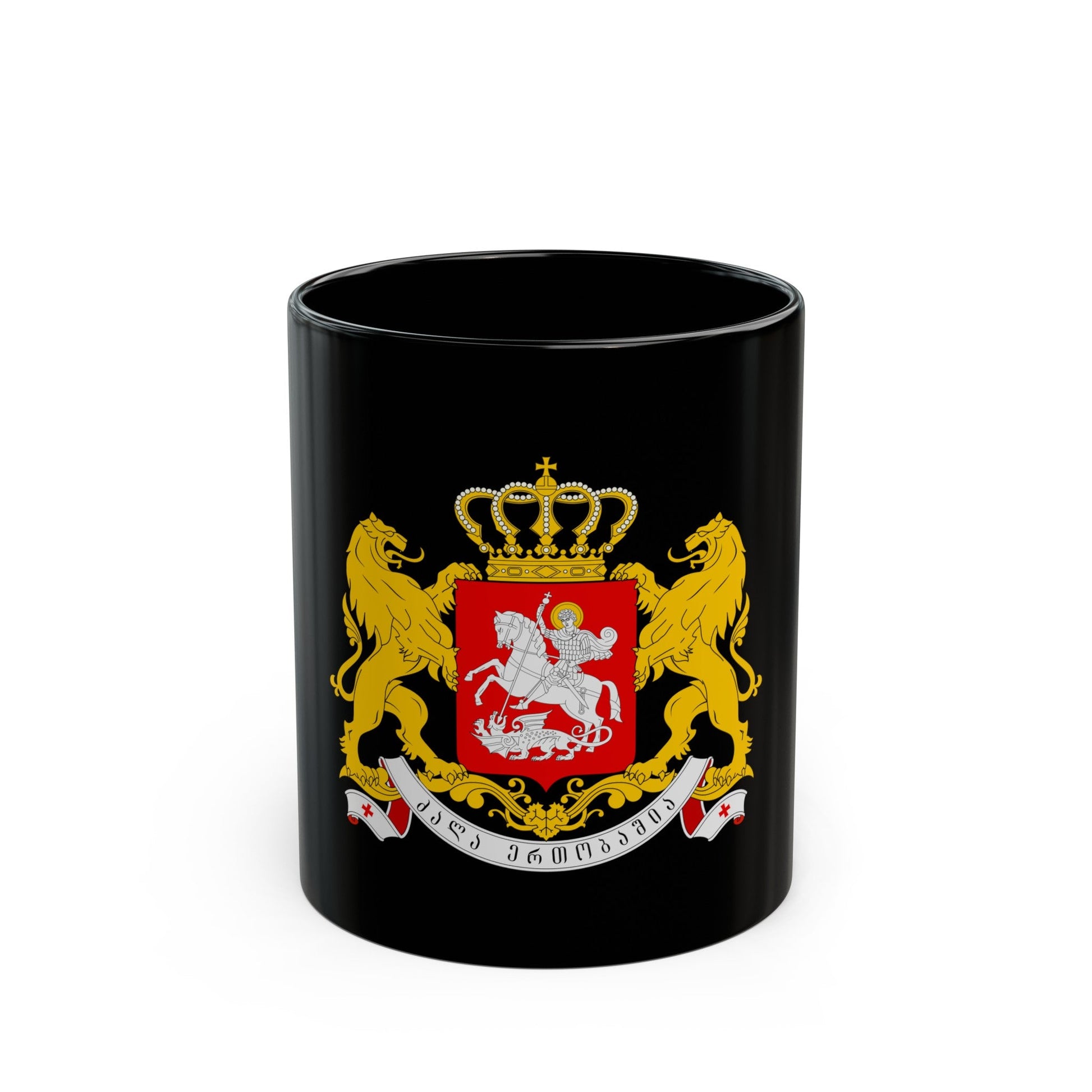 Greater coat of arms of Georgia - Black Coffee Mug-11oz-The Sticker Space