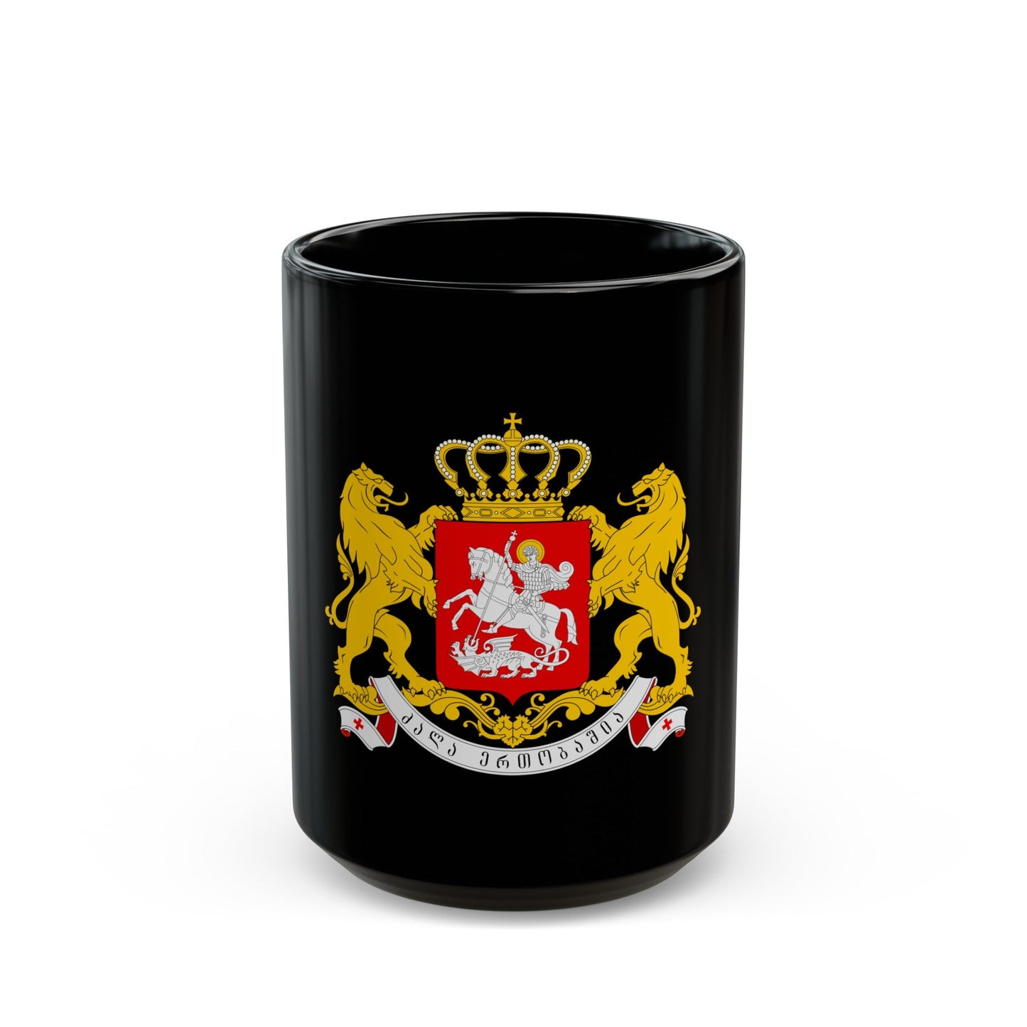 Greater coat of arms of Georgia - Black Coffee Mug-15oz-The Sticker Space