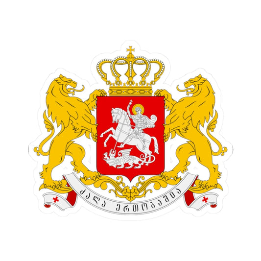 Greater coat of arms of Georgia (Georgia) (Coat of Arms) STICKER Vinyl Kiss-Cut Decal 2 Inch White - The Sticker Space