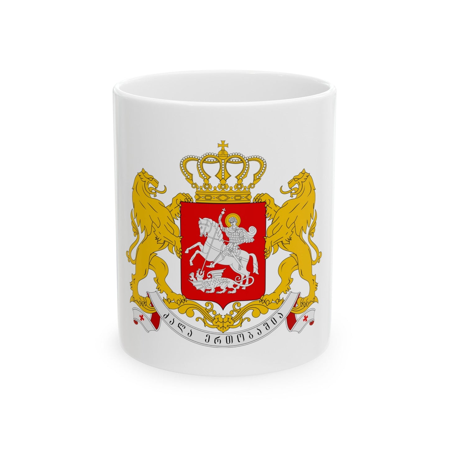 Greater coat of arms of Georgia - White Coffee Mug-11oz-The Sticker Space