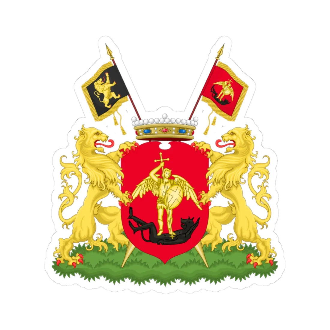 Greater coat of arms of the City of Brussels (Belgium) (Coat of Arms) STICKER Vinyl Kiss-Cut Decal 3 Inch White - The Sticker Space