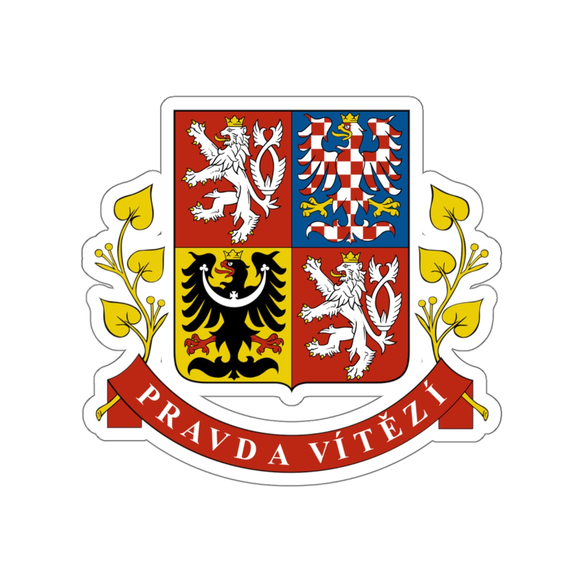 Greater coat of arms of the Czech Republic (Presidential version) STICKER Vinyl Die-Cut Decal-White-The Sticker Space