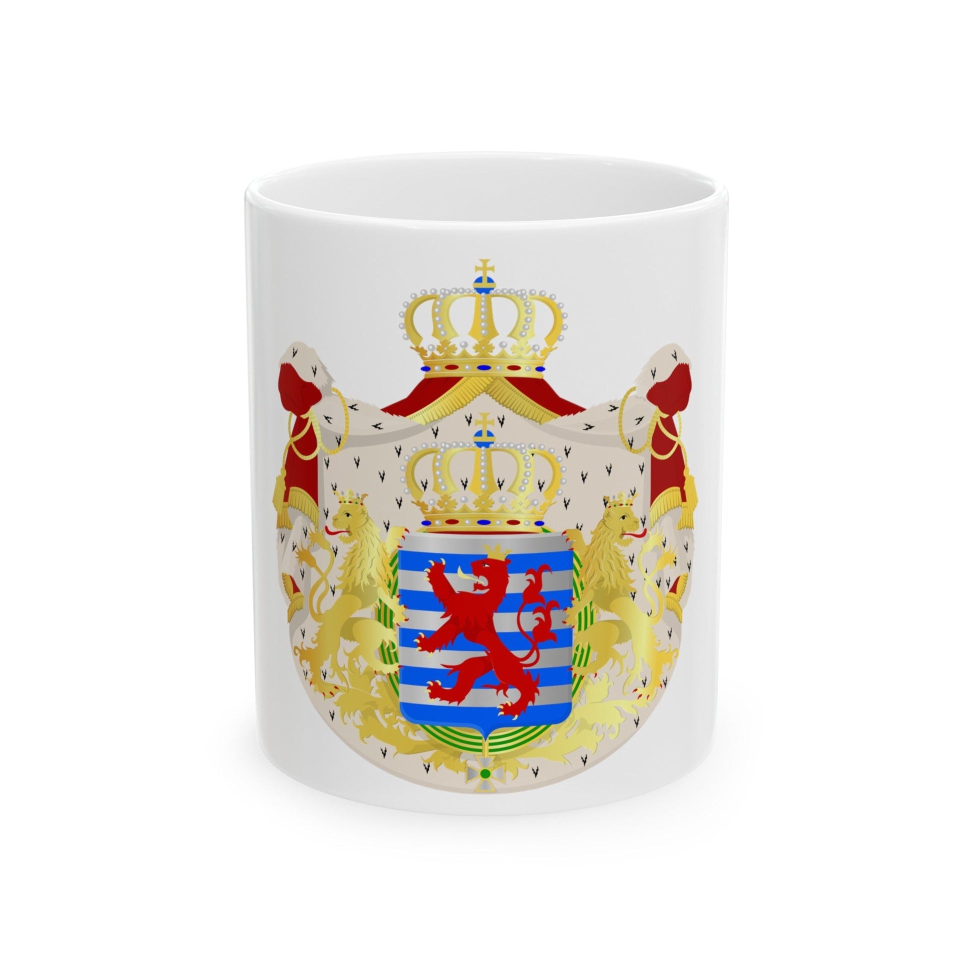 Greater coat of arms of the grand-duchy of Luxembourg - White Coffee Mug-11oz-The Sticker Space