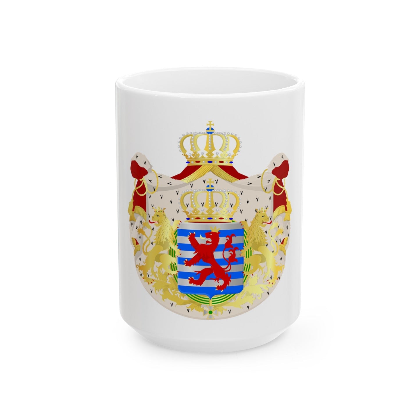 Greater coat of arms of the grand-duchy of Luxembourg - White Coffee Mug-15oz-The Sticker Space