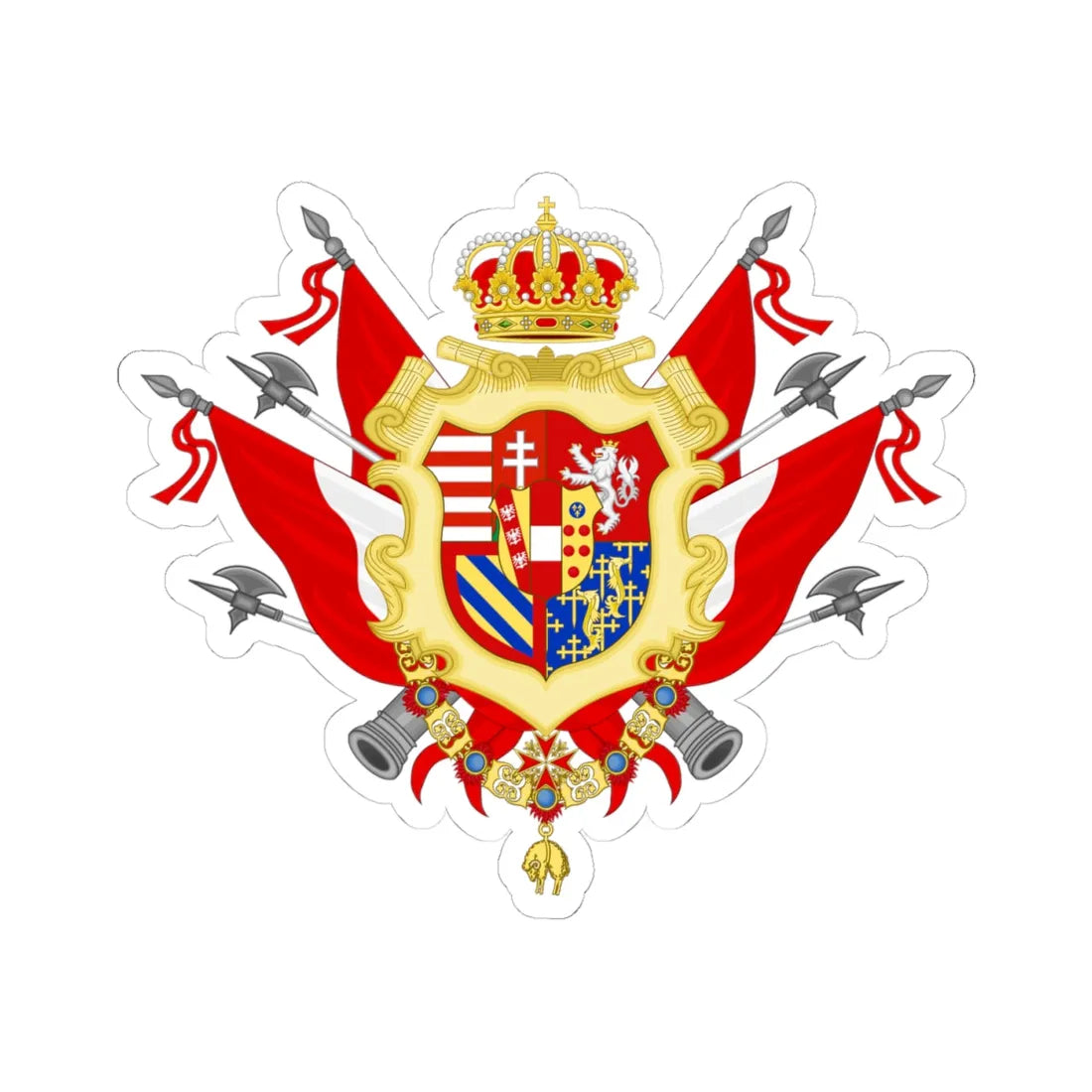 Greater coat of Arms of the Grand duchy of Tuscany (Italy) (Coat of Arms) STICKER Vinyl Kiss-Cut Decal 4 Inch White - The Sticker Space