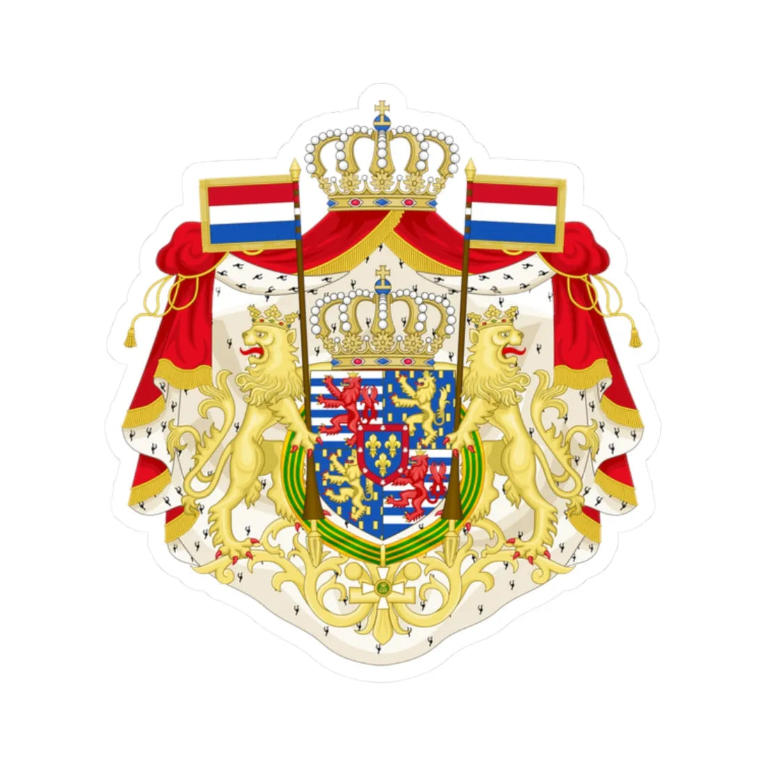 Greater coat of arms of the Grand Duke of Luxembourg 2000 (Luxembourg) (Coat of Arms) STICKER Vinyl Kiss-Cut Decal 2 Inch White - The Sticker Space
