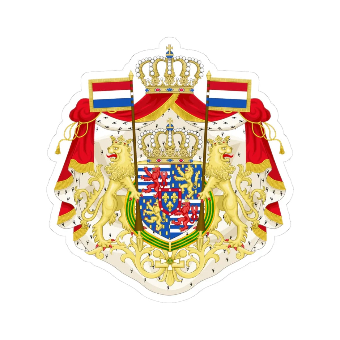 Greater coat of arms of the Grand Duke of Luxembourg 2000 (Luxembourg) (Coat of Arms) STICKER Vinyl Kiss-Cut Decal 3 Inch White - The Sticker Space