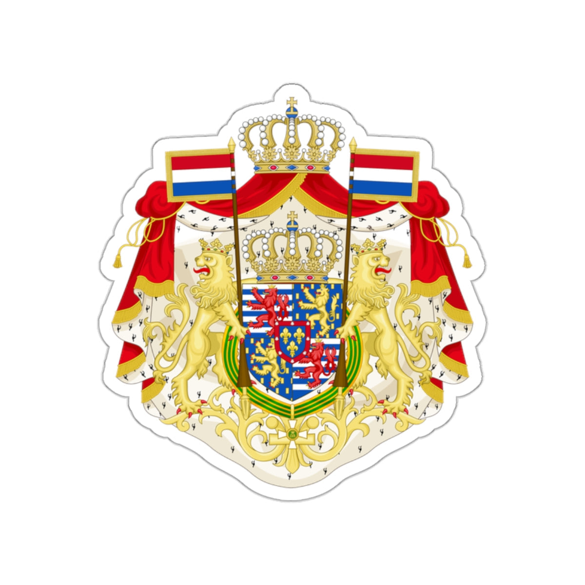 Greater coat of arms of the Grand Duke of Luxembourg (2000) STICKER Vinyl Die-Cut Decal-White-The Sticker Space