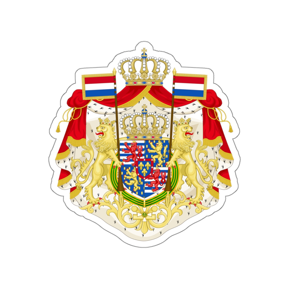 Greater coat of arms of the Grand Duke of Luxembourg (2000) STICKER Vinyl Die-Cut Decal-White-The Sticker Space