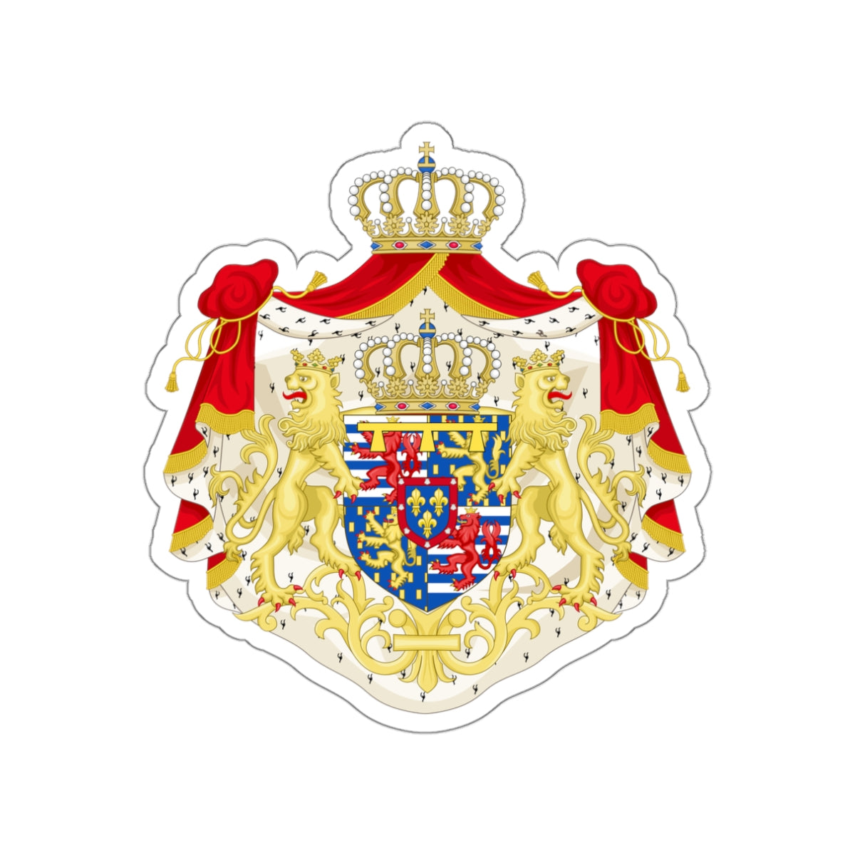 Greater coat of arms of the Hereditary Grand Duke of Luxembourg (2000) STICKER Vinyl Die-Cut Decal-White-The Sticker Space