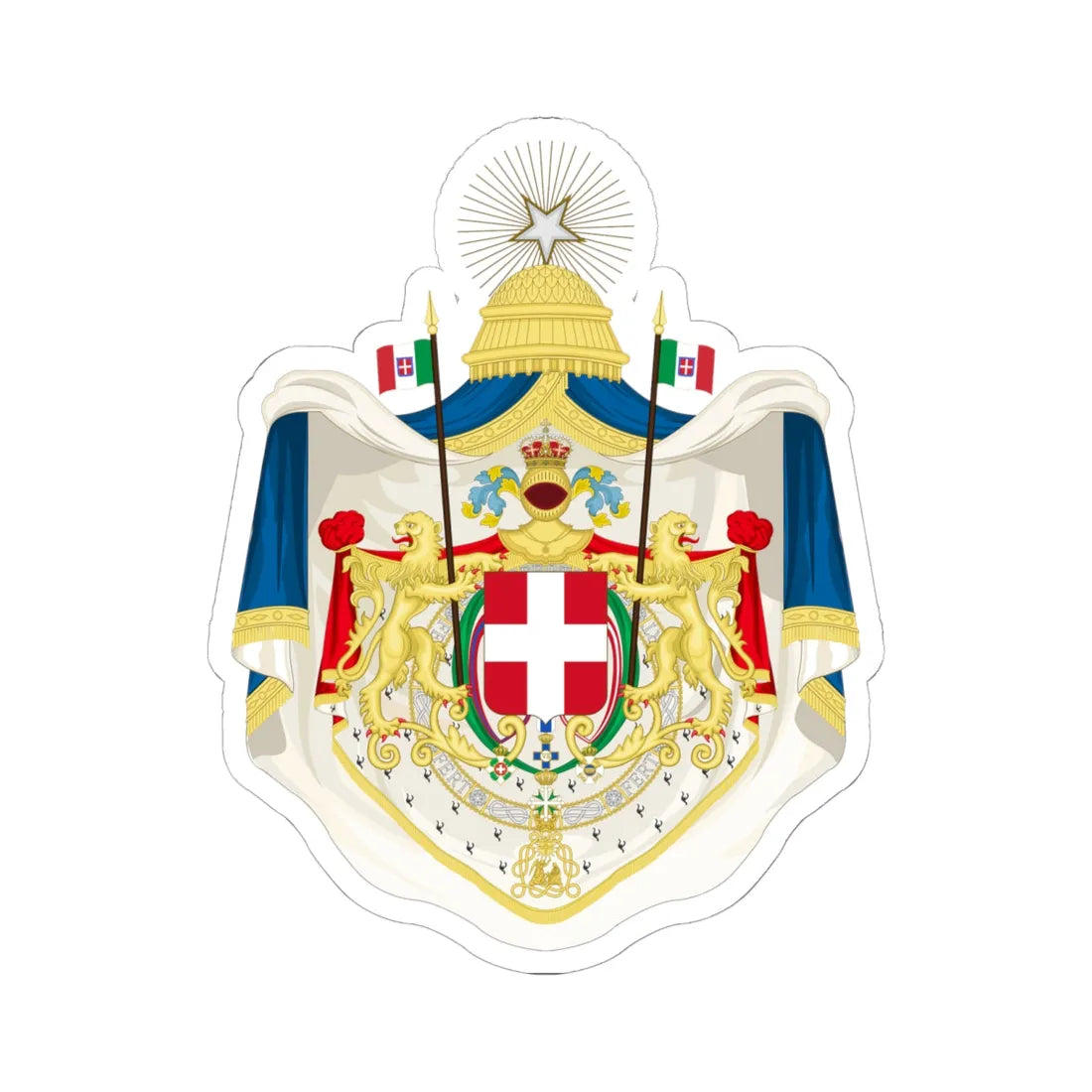 Greater coat of arms of the Kingdom of Italy 1870-1890 (Italy) (Coat of Arms) STICKER Vinyl Kiss-Cut Decal 6 Inch White - The Sticker Space