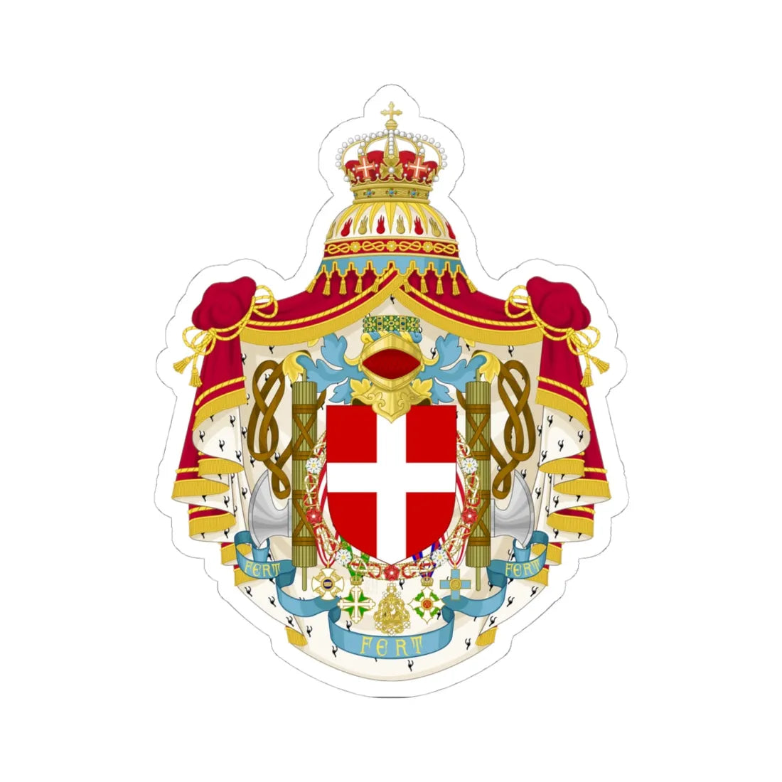 Greater coat of arms of the Kingdom of Italy 1929-1944 (Italy) (Coat of Arms) STICKER Vinyl Kiss-Cut Decal 4 Inch White - The Sticker Space