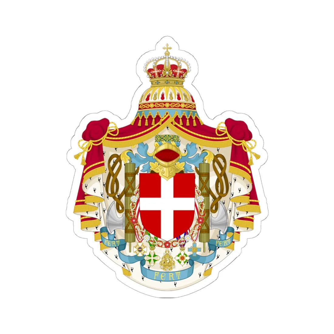 Greater coat of arms of the Kingdom of Italy 1929-1944 (Italy) (Coat of Arms) STICKER Vinyl Kiss-Cut Decal 6 Inch White - The Sticker Space