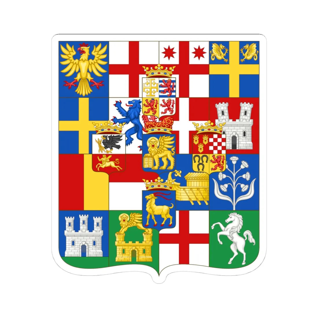 Greater Coat of Arms of the Republic of Venice 1680 escutcheon (Italy) (Coat of Arms) STICKER Vinyl Kiss-Cut Decal 4 Inch White - The Sticker Space